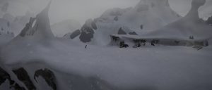 SIntel on the snowy cliff
