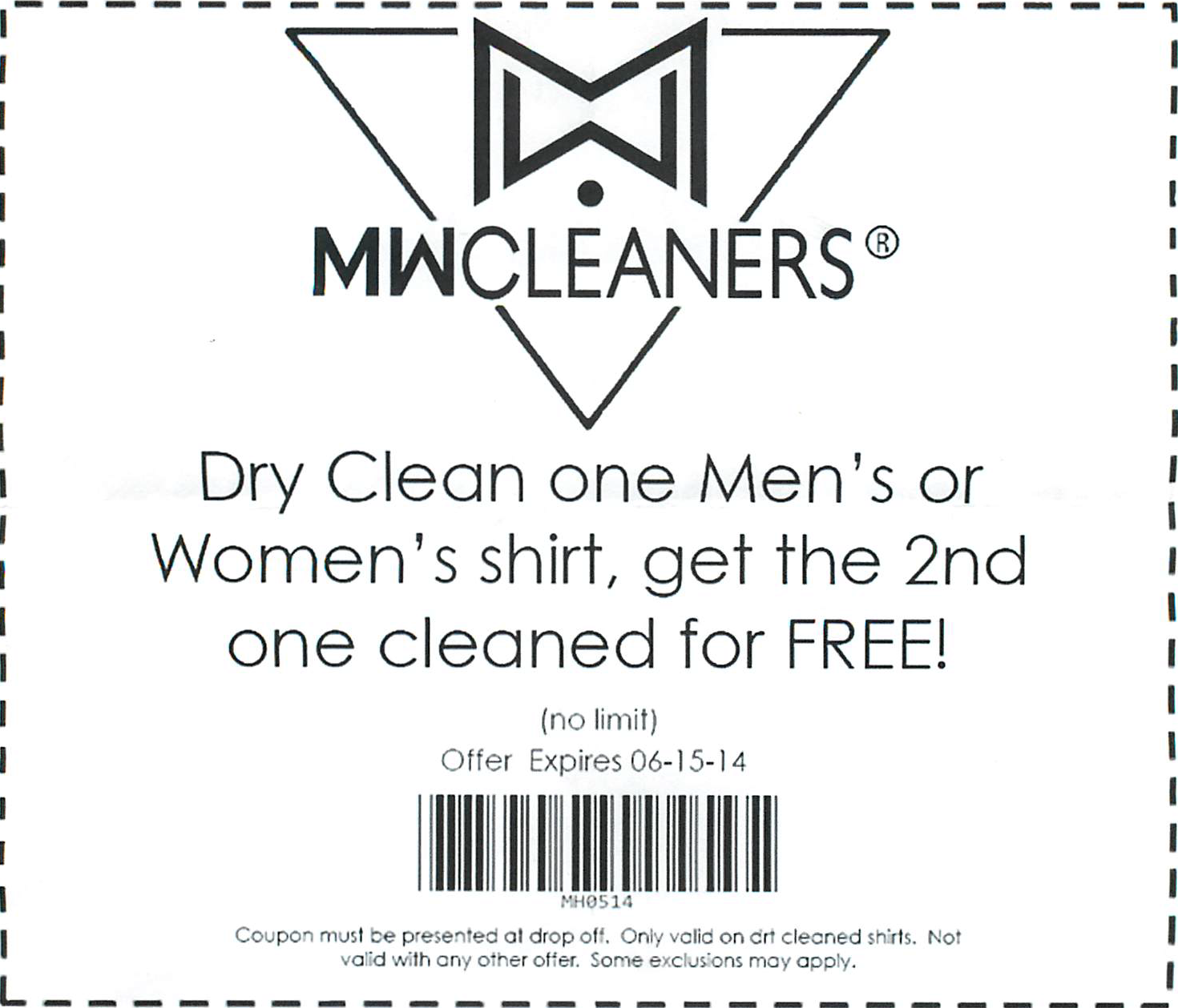 MW Cleaners Coupon – Clean One Shirt, Get One Cleaned FREE!